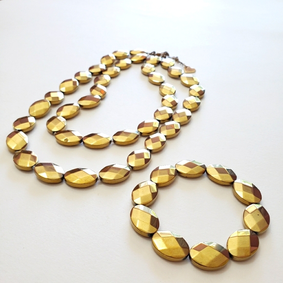 Love's Affect Jewelry - Love's Affect Heavy Gold Iron Pyrite Necklace and stretch bracelet